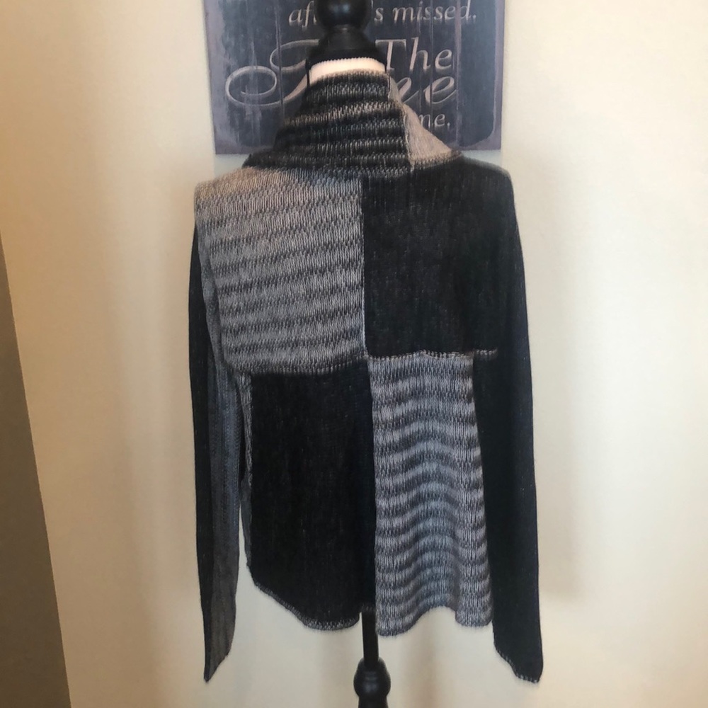 Cabi Patchwork Circle Black & Gray Cardigan Sweat… - image 6